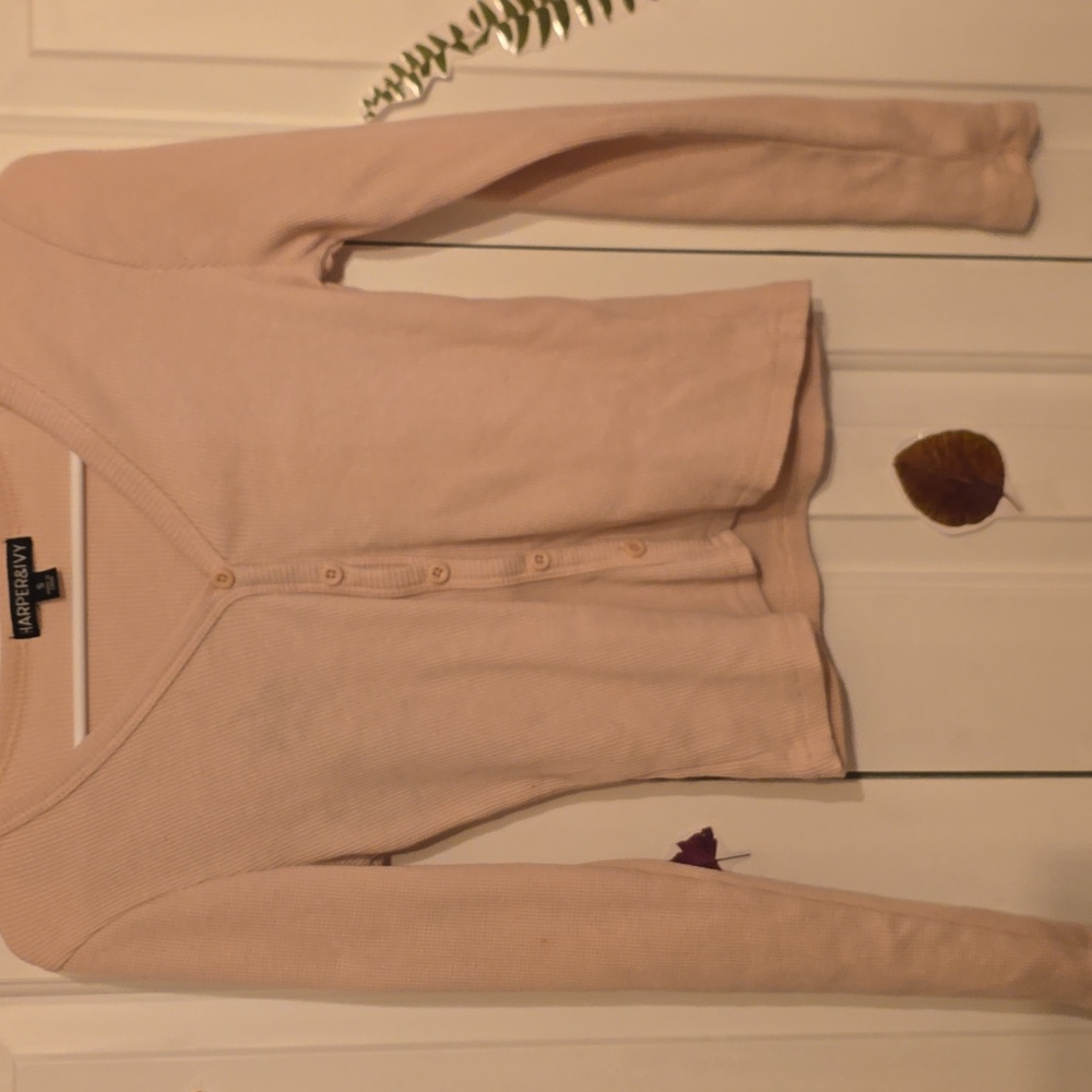 Harper&ivy Button Down Pink Ribbed Top